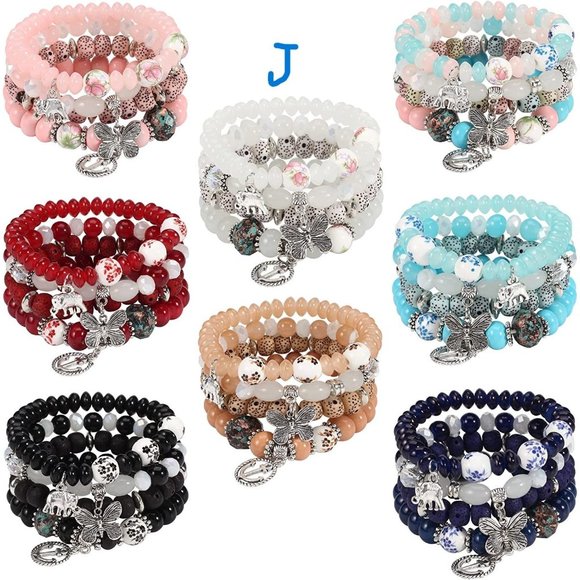 Groups of 8  Bohemian Bracelets for Women Stretch Multilayer Colorful Be… - Picture 3 of 12